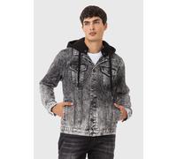 Jeansjacke CIPO & BAXX "Jacke", Herren, Gr. XXL, schwarz, Stoff, 100% Baumwolle, unifarben, regular fit normal, Jacken Jeansjacke, im Washed-Look (12191011-XXL) schwarz