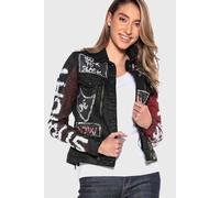 Jeansjacke CIPO & BAXX "Jacken", Damen, Gr. L, schwarz, 98% Baumwolle;2% Elasthan, bedruckt, figurumspielend normal, Jacken Jeansjacke, im modernen Look (30372936-L) schwarz