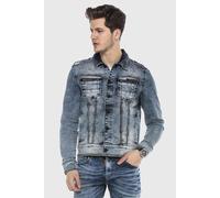Jeansjacke CIPO & BAXX "JEANS JACKET", Damen, Gr. M, blau, Stoff, 94% Baumwolle, 4% Polyester, 2% Elasthan, unifarben, regular fit normal, Jacken Jeansjacke, im washed Look (49086259-M) blau