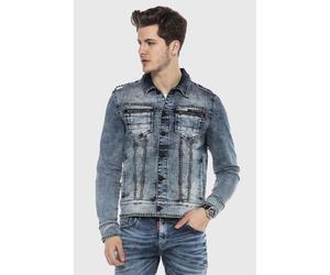 Jeansjacke CIPO & BAXX "JEANS JACKET", Damen, Gr. S, blau, Stoff, 94% Baumwolle, 4% Polyester, 2% Elasthan, unifarben, regular fit normal, Jacken Jeansjacke, im washed Look (49086259-S) blau
