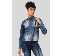 Jeansjacke CIPO & BAXX "JEANS JACKET", Damen, Gr. XL, blau, Stoff, 99% Baumwolle, 1% Elasthan, unifarben, Basic, regular fit normal, Jacken Jeansjacke, modisches Statement (33397943-XL) blau