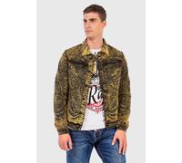 Jeansjacke CIPO & BAXX "'JEANS JACKET'", Herren, Gr. M, gelb, Stoff, 98% Baumwolle, 2% Elasthan, bedruckt, regular fit normal, Jacken Jeansjacke, mit coolem Alloverprint (93776449-M) gelb