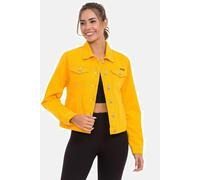 Cipo & Baxx Damen Jacke WJ212 Gelb - Stylische Jeansjacke im Casual Streetwear Look mit Knopfleiste & Brusttaschen - Übergangsjacke für Alltag & Freizeit - WJ212 Gelb XL