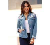 Jeansjacke CLASSIC BASICS, Damen, Gr. 44, blau (blau, bleached), 81% Baumwolle, 17% Polyester, 2% Elasthan, Besatz:100% Baumwolle, gemustert, Jacken Jeansjacke (70464508-44) blau, bleached