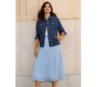Jeansjacke CLASSIC BASICS, Damen, Gr. 44, dunkelblau, 81% Baumwolle, 17% Polyester, 2% Elasthan, unifarben, Jacken Jeansjacke (32840904-44) dunkelblau