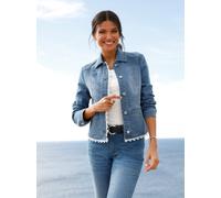 Jeansjacke CLASSIC BASICS, Damen, Gr. 46, blau (blau, bleached), 81% Baumwolle, 17% Polyester, 2% Elasthan, unifarben, Jacken Jeansjacke (53365838-46) blau, bleached