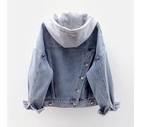 Jeansjacke Damen,Damen Kapuzenpullover Jeansjacke Bonbonfarben Einfarbig Jeans Oberteile Maßgeschneiderter Stretch Trucker Lässiger Denim Mantel Mit Reversknöpfen Strickjacke Verkürzte Jeansjacke Fü