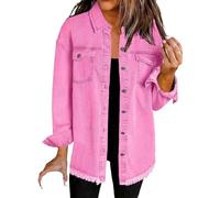 Jeansjacke Damen Elegant, Winterjacke Damen, Oversize Denim Jacke Frayed Hem Übergangsjacke Leichte Sommerjacke Jeansjacken Frühjahr Sommer Jacke Freizeitjacke, Blitzangebote Des Tages Aktuell