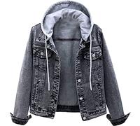 Jeansjacke Damen Oversize: Damen Hoodie Jacke Mit Kapuze - Jeanshemd Damen Schwarz Jeans Jacken Elegant Übergangsjacke Frühjahr Damenjacke College Jacke Damenbekleidung Damen-Jacken