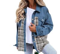 Jeansjacke Damen Oversize Übergangsjacke Mit Knöpfen Jeans Kurze Jacke Denim Mantel Outwear Hemdjacke Frauen Lange Ärmel Damen Jeansjacke Frühling Jacken Wintermantel Jean Damenjacken Casual