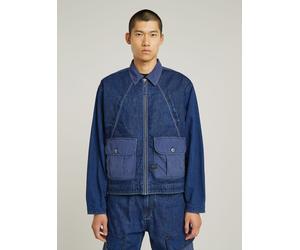 Jeansjacke G-STAR "Mixed Coach Zip Jacke", Herren, Gr. S, blau (faded indigo patched), Obermaterial: 100% Baumwolle, Jacken Jeansjacke (19169224-S) faded indigo patched