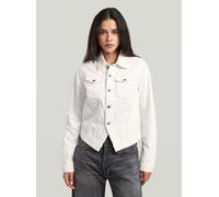 Jeansjacke G-STAR "Pitched Hem Slim Jacke", Damen, Gr. S, weiß (ecru), Obermaterial: 100% Baumwolle, Jacken Jeansjacke (69237760-S) ecru