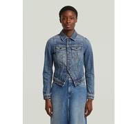 Jeansjacke G-STAR "Pitched Hem Slim Jacke", Damen, Gr. XS, blau (faded typhoon), Obermaterial: 100% Baumwolle, Jacken Jeansjacke (62226728-XS) faded typhoon