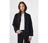 Jeansjacke GARCIA "colbert + gilet", Kinder, Gr. 128/134, off schwarz, Web, Obermaterial: 71% Baumwolle, 28% Polyester, 1% Elasthan, bedruckt, regular fit normal, Manschette, Jacken Jeansjacke, mit Al
