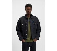 Jeansjacke HUGO BLUE "Dex", Herren, Gr. L, blau (dunkelblau403), Denim/Jeans, Obermaterial: 100% Baumwolle, unifarben, regular fit hüftlang, 1-Knopf-Manschette mit Schlitz, Jacken Jeansjacke, mit Logo
