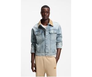Jeansjacke HUGO "Erlo", Herren, Gr. XL, light, pastel blau455, Denim/Jeans, Obermaterial: 100% Baumwolle, unifarben, relaxed fit taillenbedeckt, Rundhals, 1-Knopf-Manschette mit Schlitz, Jacken Jeansj