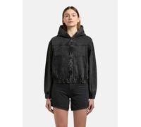 Jeansjacke KHUJO "GRETEL", Damen, Gr. XXL, schwarz, Denim/Jeans, 100% Baumwolle, loose fit, eingesetzt elastischer Bund, Jacken Jeansjacke (86402116-XXL) schwarz