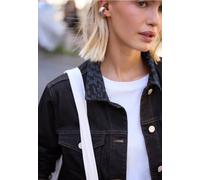 Jeansjacke STREET ONE STUDIO, Damen, Gr. 46, schwarz (authentic rinse wash), Jeans, 72% Baumwolle, 27% Polyester, 1% Elasthan, unifarben, normal normal, V-Ausschnitt, abgesteppt, Jacken Jeansjacke, in