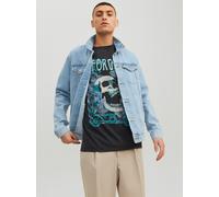 Jeansjacke JACK & JONES "JJIJEAN Denimjacke, ideal für Frühling, mit Knopfleiste und Taschen", Herren, Gr. XS, blau (blau denim), Denim/Jeans, Obermaterial: 100% Baumwolle, Abriebeffekte, Bündchen, Ja