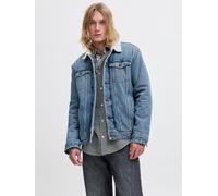 Jeansjacke JACK & JONES "JJIJEAN JJJACKET W. SHERPA AKM 024 SN", Herren, Gr. S, blau (blau denim), Web, Obermaterial: 100% Baumwolle, Abriebeffekte, loose fit hüftlang, Jacken Jeansjacke (70561125-S)