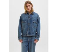 Jeansjacke JACK & JONES "JJIMILES JACKET SQ 439 NOOS", Herren, Gr. S, blau denim pack:sdl jj 2452, Denim/Jeans, Obermaterial: 100% Baumwolle, Abriebeffekte, normal, Jacken Jeansjacke, mit Fly-Away-Kra