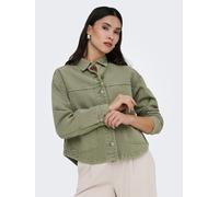 Jeansjacke JDY "JDYNOMA L/S SHACKET PNT DIA", Damen, Gr. L, kalamata, Denim/Jeans, Obermaterial: 100% Baumwolle, unifarben, normal, 1-Knopf-Manschette, Jacken Jeansjacke, Baumwolle, Denim Style (35701