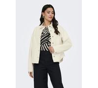 Jeansjacke JDY "JDYNOMA L/S SHACKET PNT DIA", Damen, Gr. M, ecru, Denim/Jeans, Obermaterial: 100% Baumwolle, unifarben, normal, 1-Knopf-Manschette, Jacken Jeansjacke, Baumwolle, Denim Style (38211824-