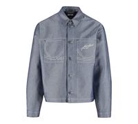 Jeansjacke KARL KANI "Karl Kani Kani Jeans Cropped Silver Denim Jacket", Herren, Gr. XL, blau (silber), 100% Baumwolle, mehrfarbig, normal, amerikanischer Ausschnitt, Jacken Jeansjacke (71561855-XL) s
