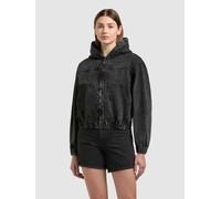 Jeansjacke KHUJO "GRETEL", Damen, Gr. L, schwarz, Denim/Jeans, 100% Baumwolle, loose fit, eingesetzt elastischer Bund, Jacken Jeansjacke (86402116-L) schwarz