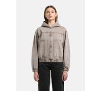 Jeansjacke KHUJO "Gretel", Damen, Gr. M (38), beige (latte braun), Jeans, Material: 100% Baumwolle, gerade hüftlang, hoch geschlossener Ausschnitt, Raglanärmel abgesteppte Kante mit innenliegendem Gum
