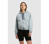 Jeansjacke KHUJO "GRETEL", Damen, Gr. M, bleached blau, Denim/Jeans, 100% Baumwolle, loose fit hüftlang, ohne Ausschnitt, eingesetzt elastischer Bund, Jacken Jeansjacke (77173839-M) bleached blau