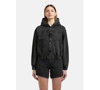 Jeansjacke KHUJO "Gretel", Damen, Gr. S (36), schwarz, Jeans, Material: 100% Baumwolle, gerade hüftlang, hoch geschlossener Ausschnitt, Raglanärmel abgesteppte Kante mit innenliegendem Gummizug, Jacke