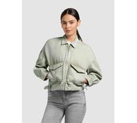 Jeansjacke KHUJO "NELINA", Damen, Gr. L, grün (seagrün), 100% Baumwolle, unifarben, regular fit hüftlang, Jacken Jeansjacke (68560362-L) seagrün