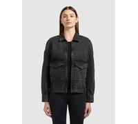 Jeansjacke KHUJO "NELINA", Damen, Gr. M, schwarz, 100% Baumwolle, unifarben, regular fit hüftlang, Jacken Jeansjacke (88038604-M) schwarz