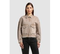 Jeansjacke KHUJO "NELINA", Damen, Gr. S, latte braun, 100% Baumwolle, unifarben, regular fit hüftlang, Jacken Jeansjacke (36674602-S) latte braun