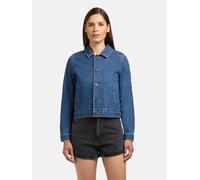 Jeansjacke KHUJO "Renia", Damen, Gr. XS (34), blau (mittelblau), Denim/Jeans, Material: 100% Baumwolle, gerade hüftlang, hoch geschlossener Ausschnitt, normaler Saum mit Knöpfen, Jacken Jeansjacke, Mo