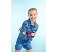 Jeansjacke KIDS ONLY "KOGLUMI LS JACKET DNM PIM NOOS", Mädchen, Gr. 122, blau (medium blau denim), Denim/Jeans, Obermaterial: 100% Baumwolle, unifarben, modisch, regular fit, Langarm, Jacken (17379468