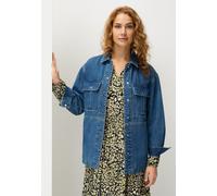 Jeansjacke LASCANA, Damen, Gr. 42, blau (blau washed), Denim/Jeans, Obermaterial: 100% Baumwolle, figurumspielend hüftbedeckend, 1-Knopf-Manschette, Jacken Jeansjacke, mit seitlichen Schlitzen (694963