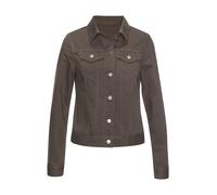 Jeansjacke LASCANA, Damen, Gr. 44, dunkelkhaki, Denim/Jeans, Obermaterial: 100% Baumwolle, unifarben, figurumspielend hüftlang, 1-Knopf-Manschette, Jacken Kurzjacke Jeansjacke, mit zwei Pattentaschen,