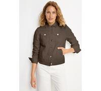 Jeansjacke LASCANA, Damen, Gr. 36, dunkelkhaki, Denim/Jeans, Obermaterial: 100% Baumwolle, unifarben, figurumspielend hüftlang, 1-Knopf-Manschette, Jacken Kurzjacke Jeansjacke, mit zwei Pattentaschen,