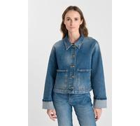 Jeansjacke LE TEMPS DES CERISES "ALESKA", Damen, Gr. M, blau, 98% Baumwolle, 2% Elasthan, unifarben, ohne Ausschnitt, Jacken Jeansjacke, im klassischen Design (48724843-M) blau