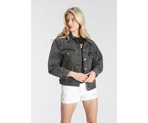 Jeansjacke LEVI'S "90S TRUCKER", Damen, Gr. XS (32), schwarz, Denim/Jeans, Obermaterial: 100% Baumwolle, unifarben, figurumspielend hüftlang, Manschette, Jacken Jeansjacke, mit Umlegekragen (50137635-