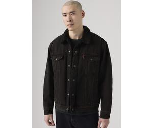 Jeansjacke LEVI'S, Herren, Gr. L, schwarz (never too much sherpa), Jeans, Obermaterial: 100% Baumwolle, relaxed fit normal, Manschette, Jacken Jeansjacke, Warm gefüttert (53574716-L) never too much sh