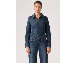 Jeansjacke LEVI'S "STRETCH FITTED TRUCKER", Damen, Gr. M (38), blau (parallel life trucker), Denim/Jeans, Obermaterial: 99% Baumwolle, 1% Elasthan, unifarben, regular fit normal, Manschette, Jacken Je