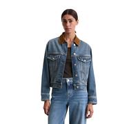 Jeansjacke MARC O'POLO "aus Circulose", Damen, Gr. XL, blau (medium blau), Obermaterial: 79% Baumwolle, 20% Viskose, 1% Elasthan, unifarben, loose fit, Manschette, Jacken Jeansjacke (62257268-XL) medi