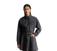 Jeansjacke MARC O'POLO DENIM "aus Organic Cotton Stretch", Damen, Gr. L, grau (dunkelgrau), Obermaterial: 99% Baumwolle, 1% Polyester, gestreift, relaxed fit, normaler Saum, Jacken Jeansjacke (9143343