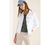 Jeansjacke CECIL, Damen, Gr. XL (44), weiß, Web, 98% Baumwolle, 2% Elasthan, unifarben, comfort fit normal, V-Ausschnitt, Bündchen, Jacken Jeansjacke, aus Baumwolle mit Stretchanteil (41379633-XL) wei