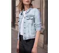 Jeansjacke STREET ONE STUDIO, Damen, Gr. 36, ultra bleach wash, Jeans, 70% Baumwolle, 28% Polyester, 2% Elasthan, unifarben, normal normal, V-Ausschnitt, abgesteppt, Jacken Jeansjacke, mit Brusttasche