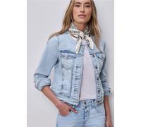Jeansjacke STREET ONE, Damen, Gr. 36, light blau washed, Jeans, 72% Baumwolle, 27% Polyester, 1% Elasthan, unifarben, normal normal, Rundhals, Manschette, Jacken Jeansjacke, in Denim-Optik (57879805-3