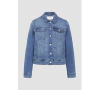 Jeansjacke S.OLIVER, Damen, Gr. 40, mid blau used, Denim/Jeans, Obermaterial: 86% Baumwolle, 13% Polyester, 1% Elasthan, unifarben, casual, regular fit taillenbedeckt, Langarm Manschette, Jacken, mit